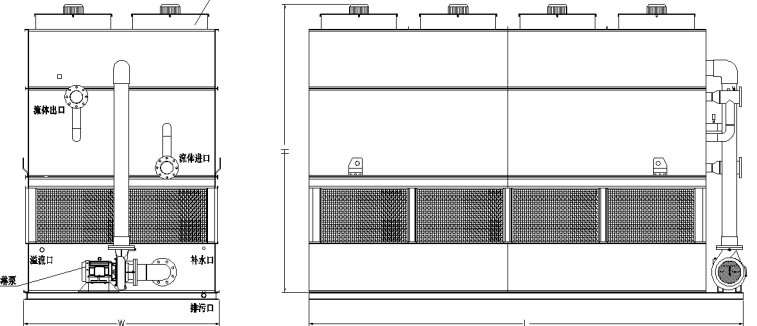 逆流闭式冷却塔外形图