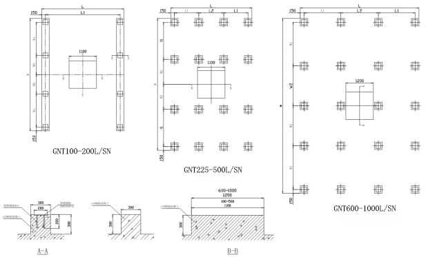 逆流方形冷却塔基础图